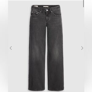 High-Waist Wide-Leg Women's Jeans - Washed Black
